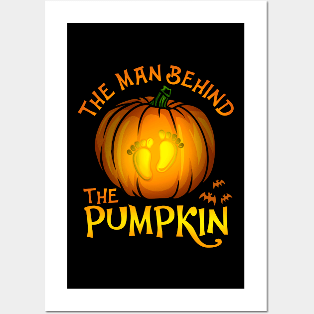 The Man Behind The Pumpkin - Happy Halloween Gift Wall Art by biNutz